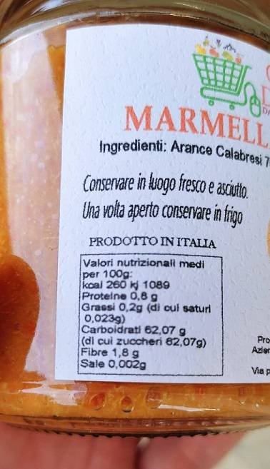 marmellata di arance valori nutrizionali